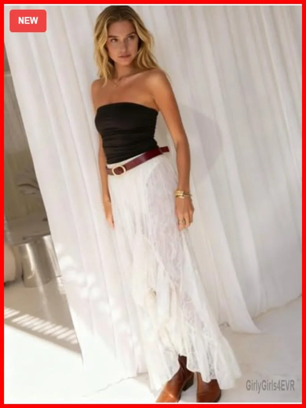 Lace Maxi Skirt Sheer High Low Ruffle Beach Cover Up Festival